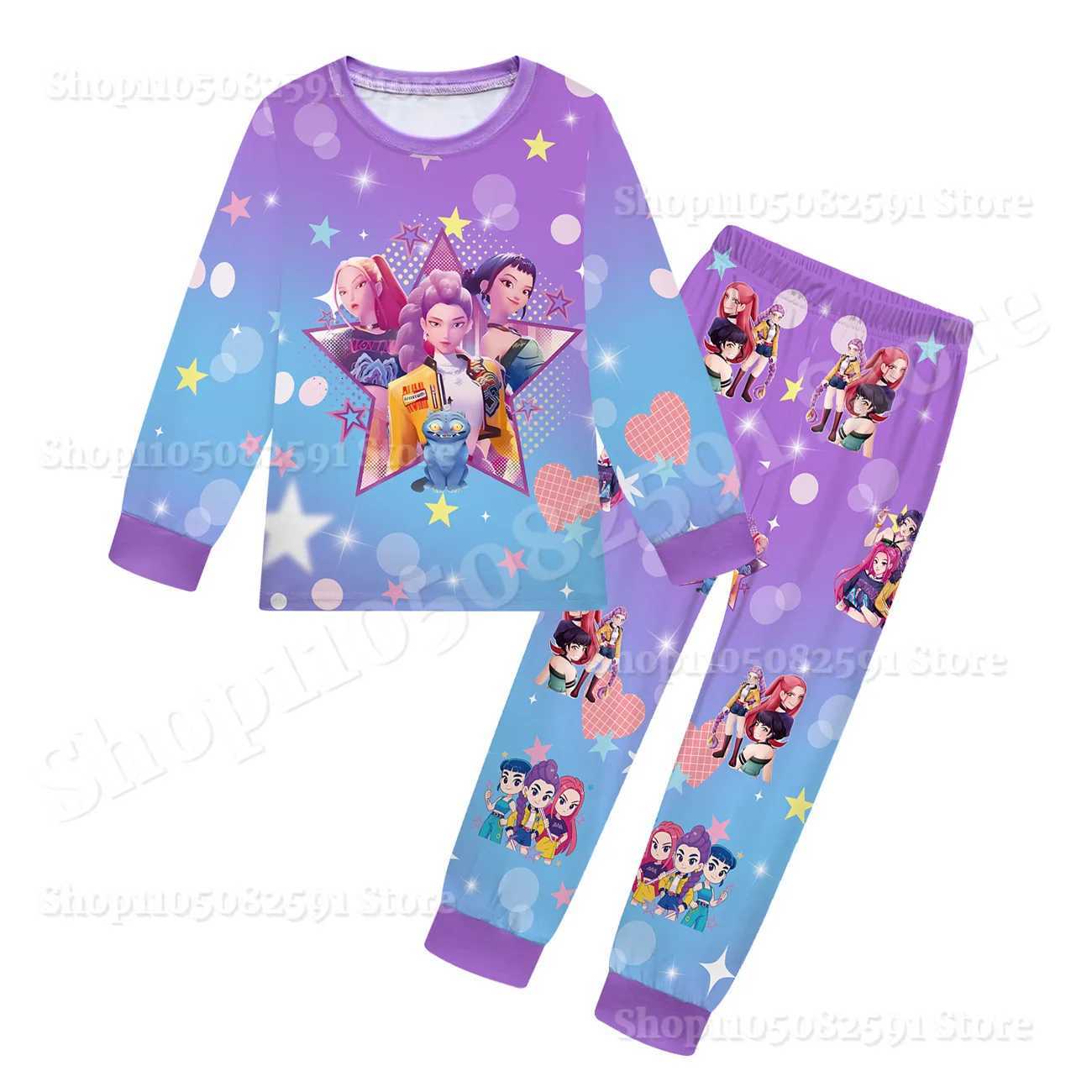 K Pop for Demon Hunters Kids Pajama Set Baby Girls Daily Nightgowns Rumi Mira Zoey Girls Long Sleeve T ShirtPants 2pcs Set Z251111