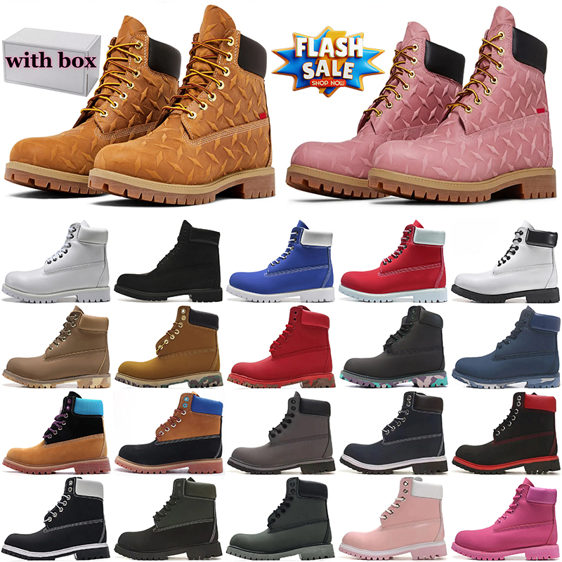 with box designer boots shoes men women tims boot Waterproof Ankle Classic Martin Shoe Cowboy Yellow Red Blue Black White Pink Hiking Motorcycle booties