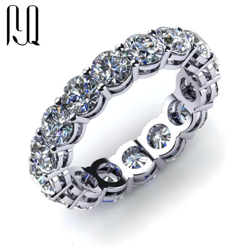 PYQ 5mm/0.5ct D Color Promise Eternity Band Rings 925 Sterling Silver Moissanite Wedding Rings