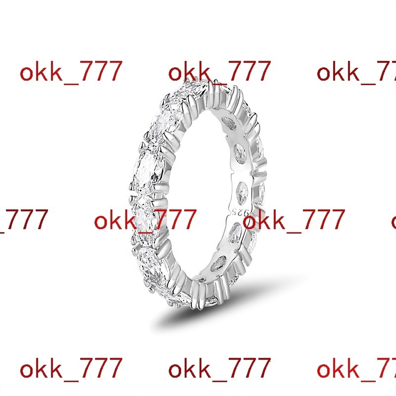 Custom 925 Sterling Silver Created Diamond Wedding Eternity Bands Engagement Rings Women Wholesale Jewelry