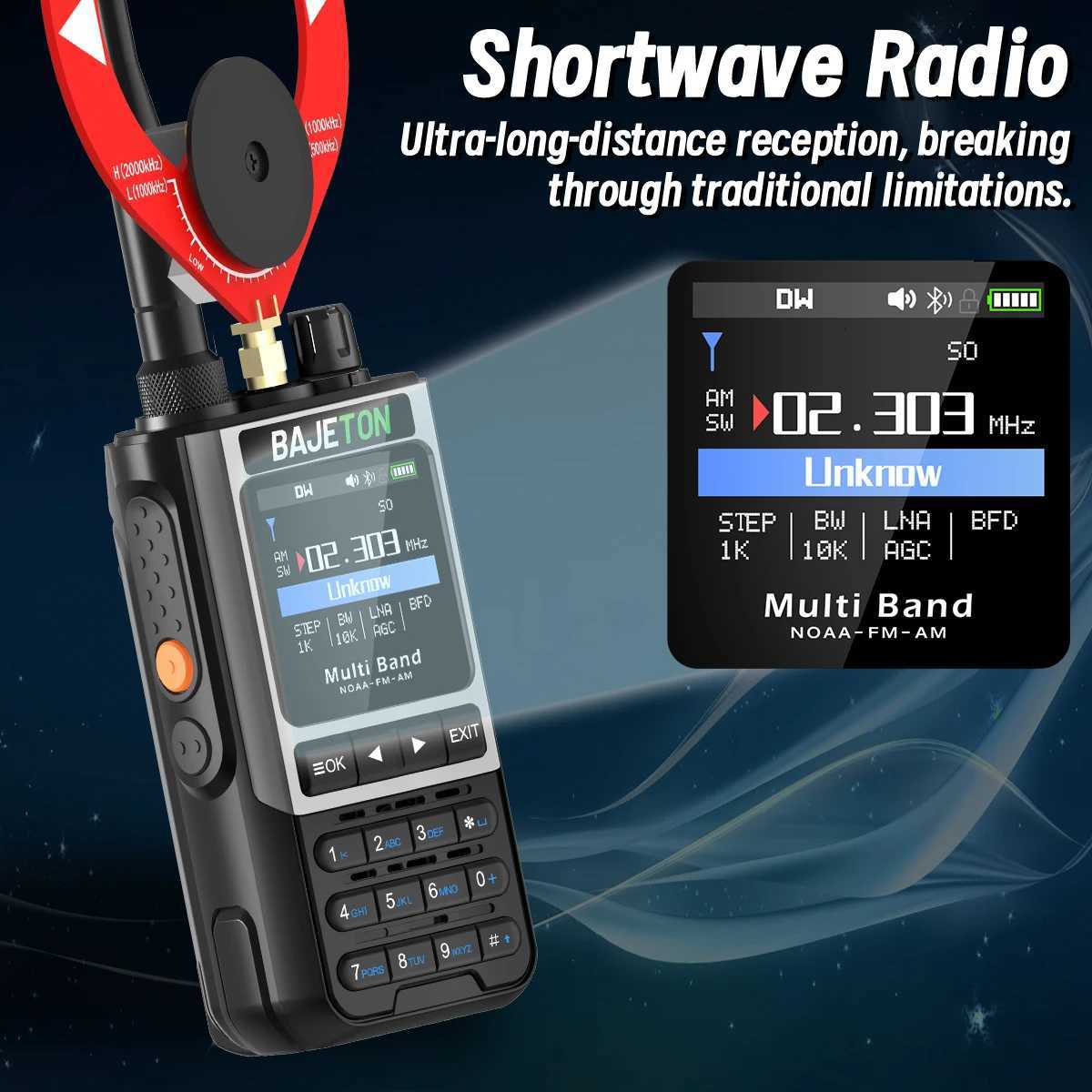 BAJETON BJ-8300 Ham Ra SW AM SSB CB Amateur Wireless Phone Programming Walkie Talkie NOAA Handheld Two Way Ra H251111