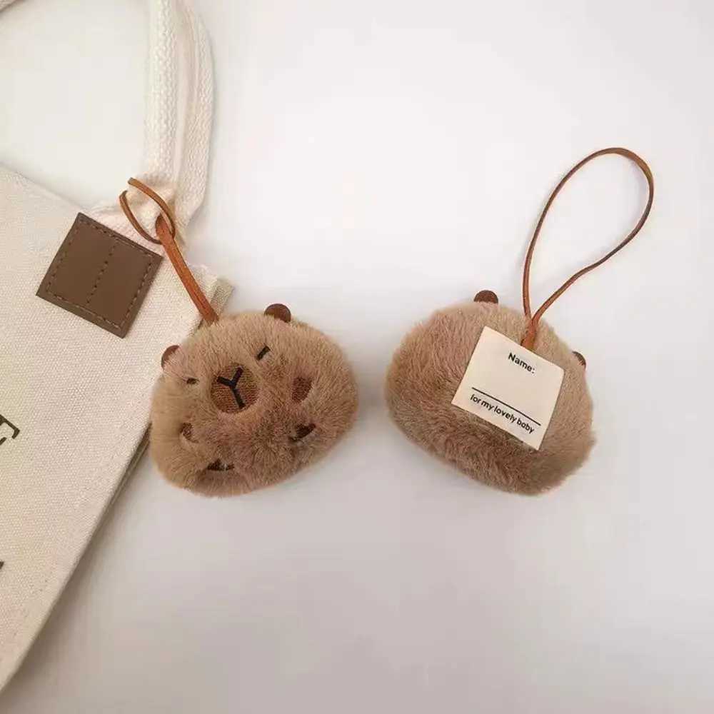 Cute cartoon Capybara plush keychain soft plush filling bag name tag toy Guinea pig pendant for children W250411
