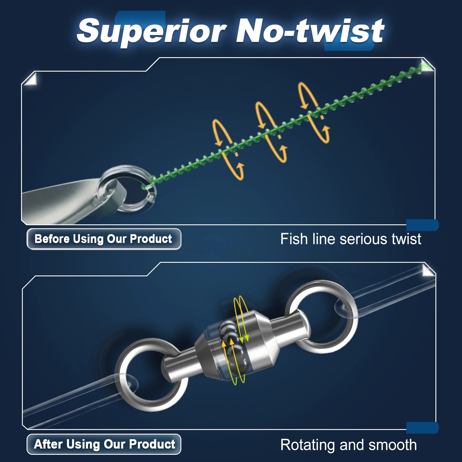 9KM Fishing Swivels Snap Clips Ball Bearing Swivel Saltwater 25100Pcs Heavy Duty Stainless Steels Fishing ConnectorsExclusive 251103