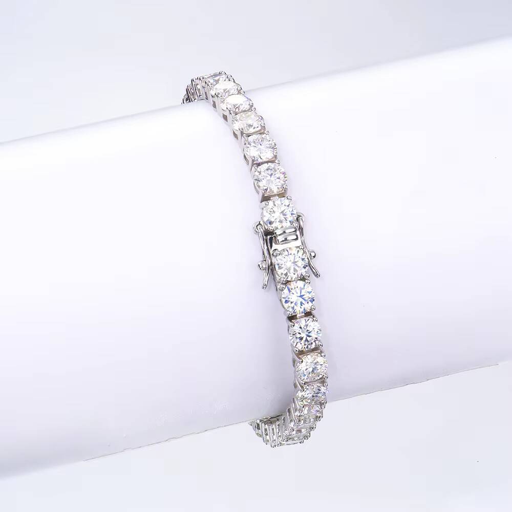 5mm 6/65/7/75/8/85 Inches White Gold Moissanite Classic Men Tennis Bracelet 925 Silver