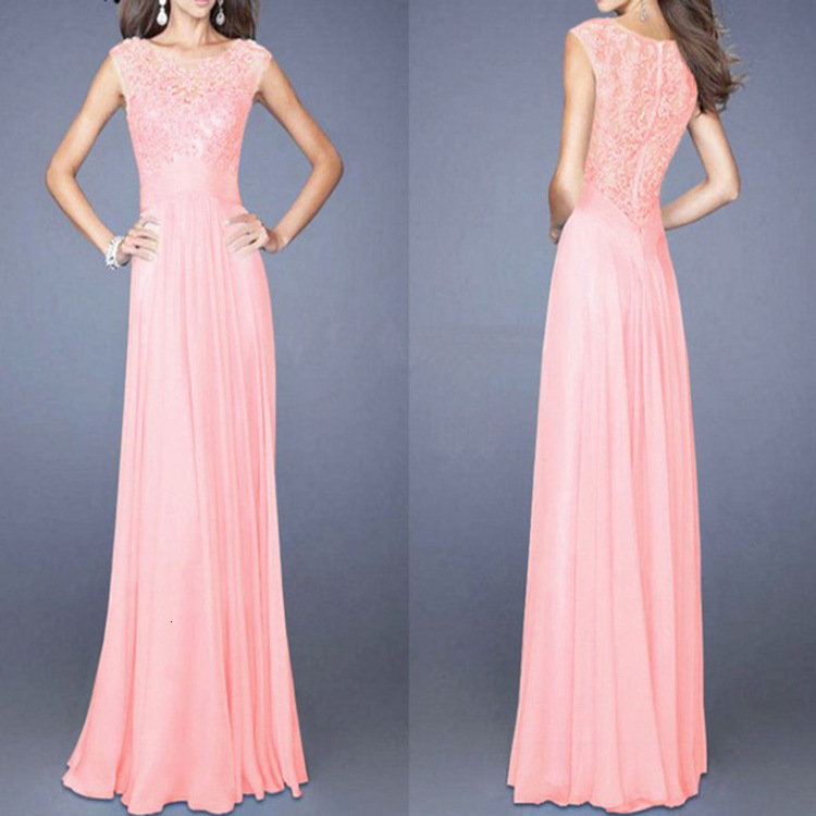 Evening gown 2025 slim fit light blue lace chiffon back zipper sexy long dress 10 colors