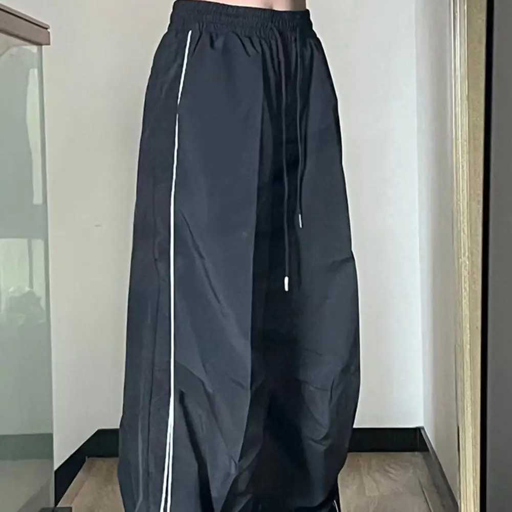 Mens sports pants hip-hop style sports pants retro unisex sports pants wide leg elastic waist soft breathable sports pantsXJ250410