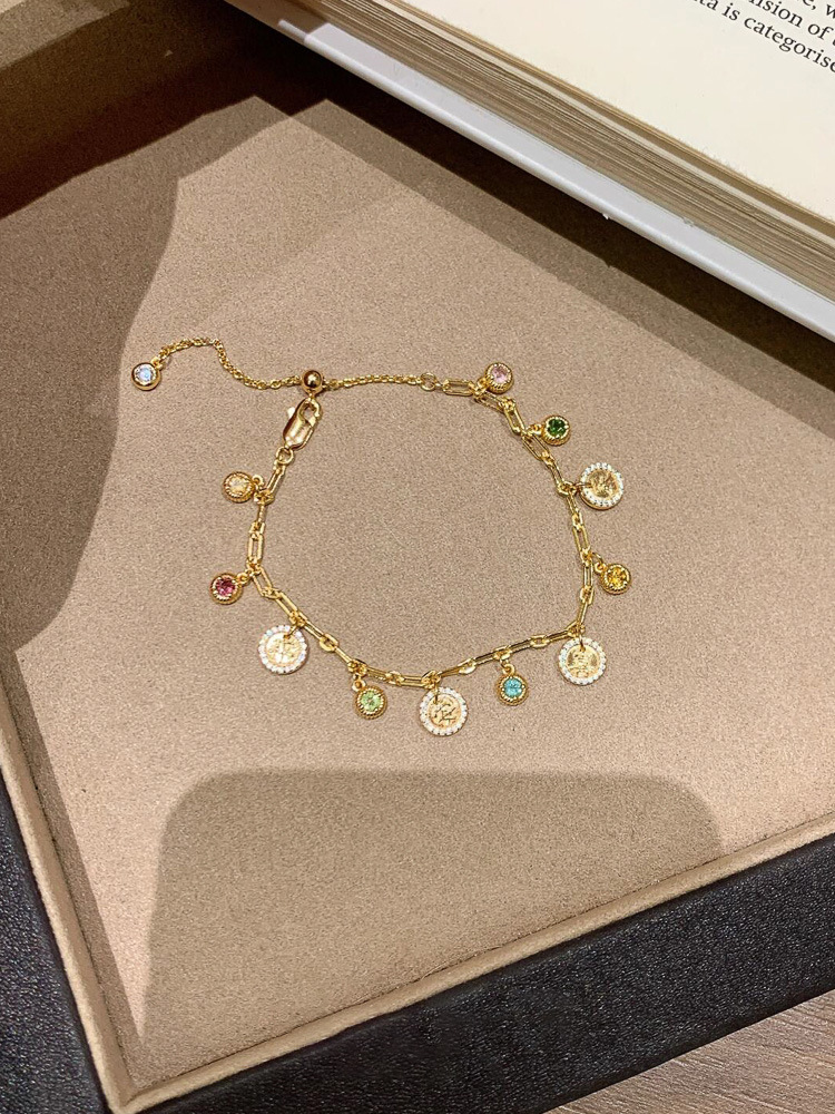 24K Real Plated Zircon Round Sand Gold Fashion Daily Commuting Bracelet Light Luxury High-end Sense Jewelry for Women - view 6