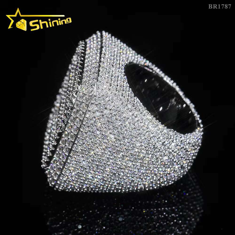 Luxury Style Ready to Ship Lab Diamond Jewelry Custom Ring Silver 925 Vvs Moissanite Iced Out Hip Hop Jewelry Mens Ring