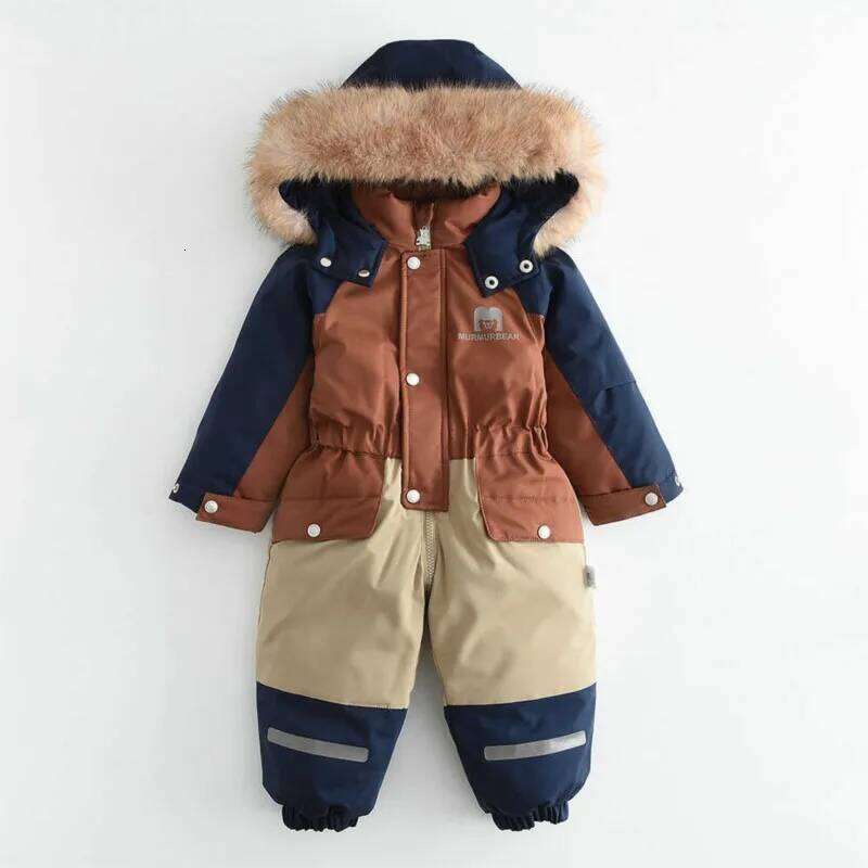Crawling Snowboarding Jumpsuit Baby Shell Jacket Ski Extra Thick Waterproof Girl Infant Skiing Suit Children