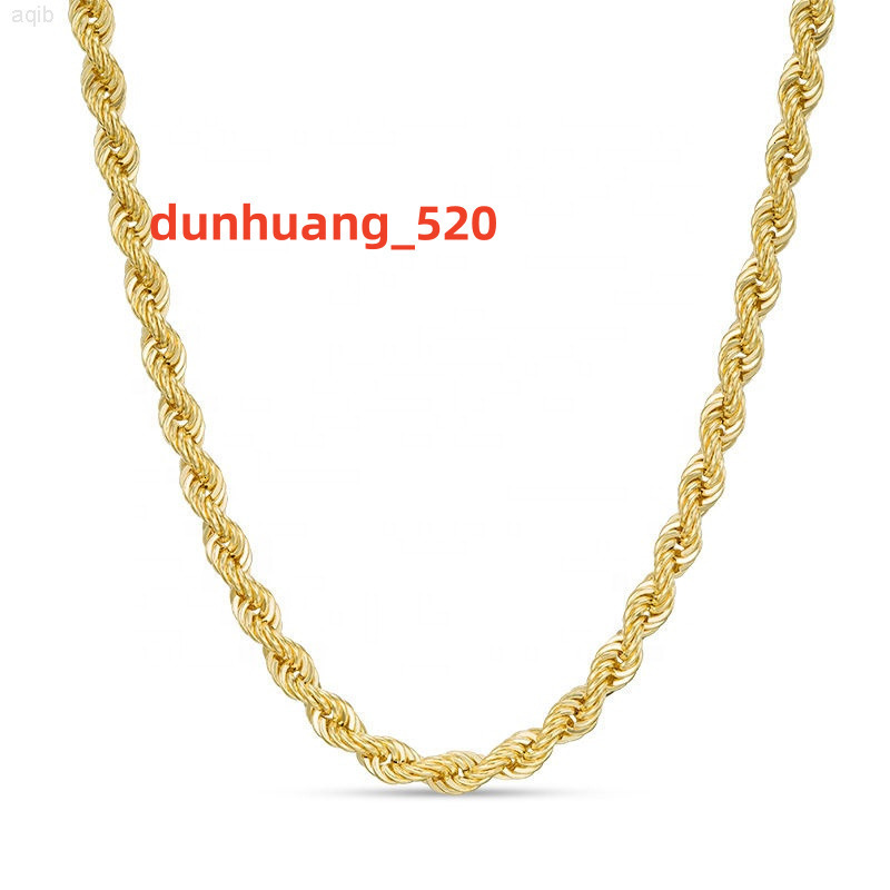 Fast Delivery 2mm to 3mm Gold Rope Chain Hip Hop Style Shine Brightly Real 10k 14k 18k Solid Gold Cord Chain Necklace