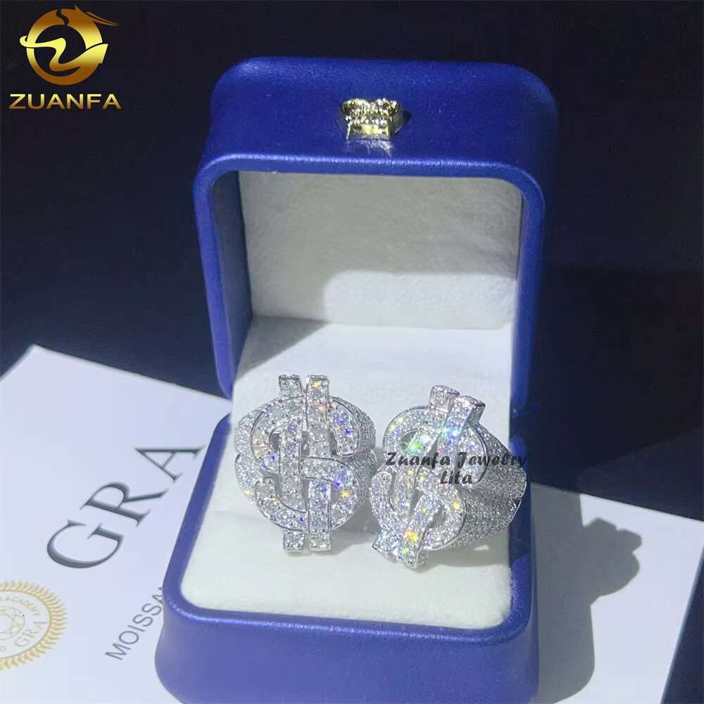 Fine Jewelry Wholesale Price Hip Hop Money Rich Diamond Ring Iced Out Vvs Moissanite Rings for Men