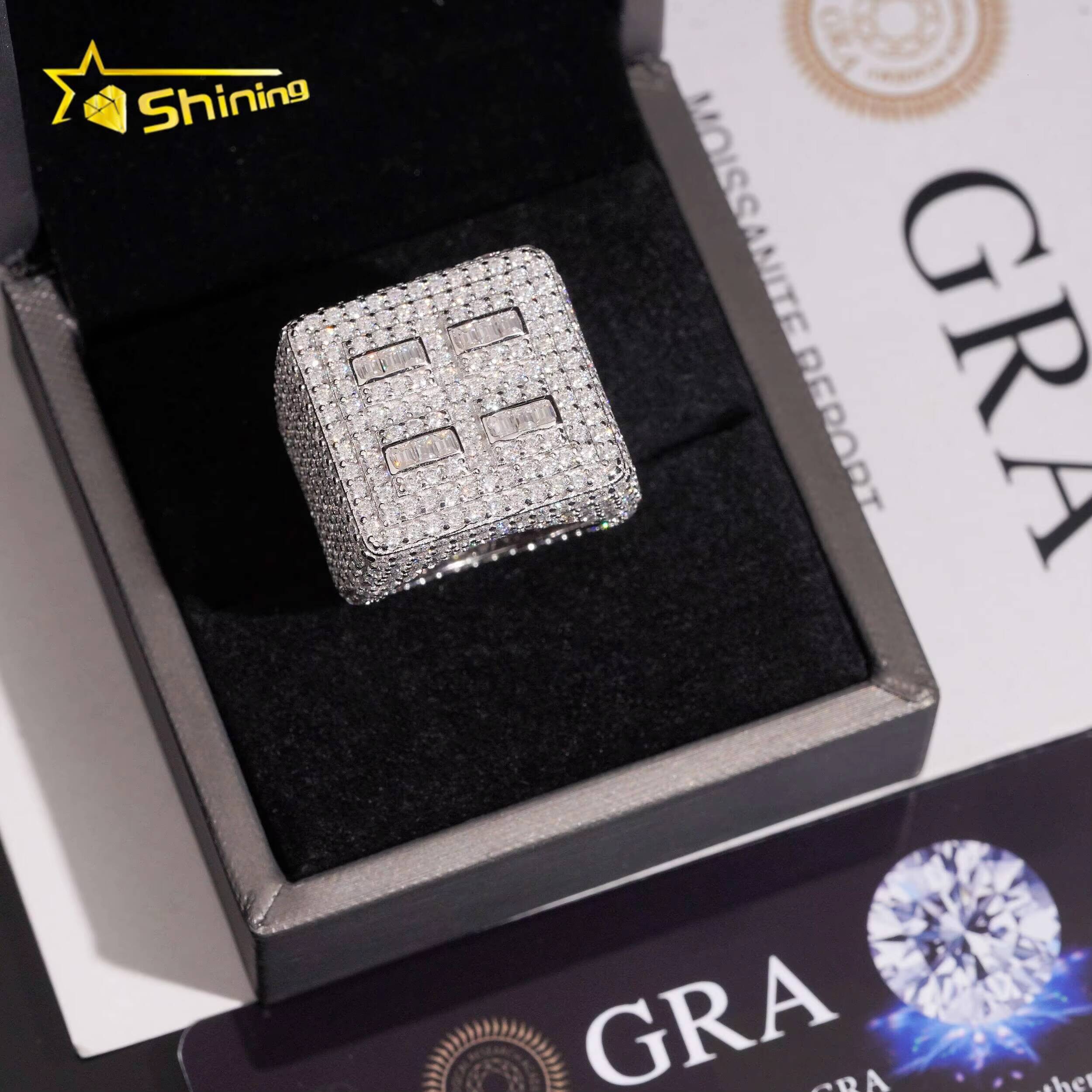 Pass Diamond Tester New Design Hip Hop Jewelry Solid 925 Sterling Silver VVS Moissanite Fully Iced Out Ring