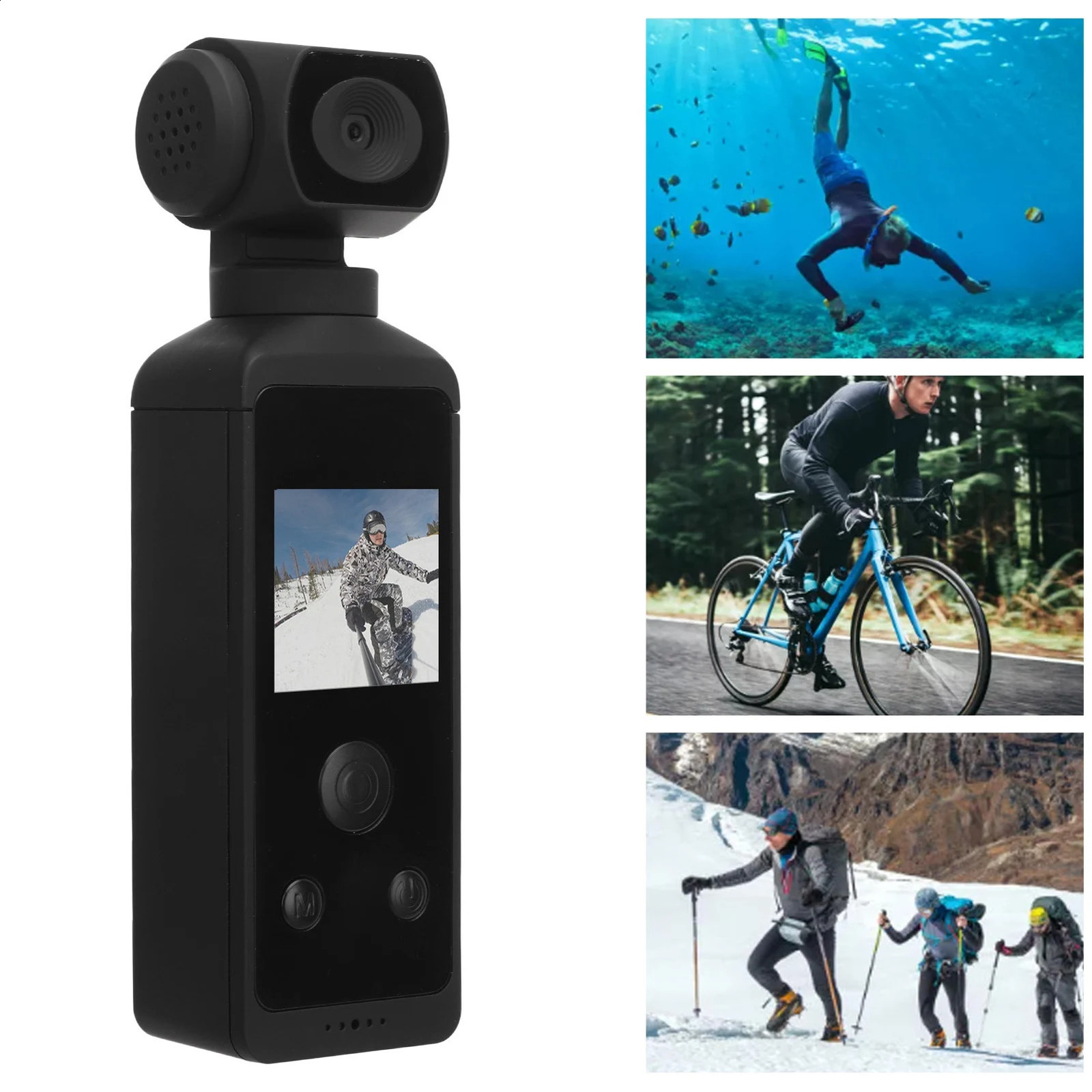 Pocket sized camera 4K HD 270 ° rotation anti shake WiFi with microphone clip used for outdoor riding diving shooting 250408