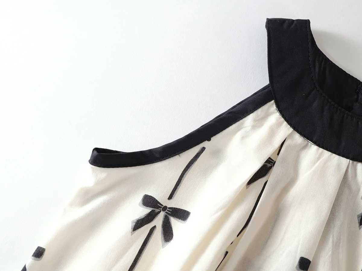 Summer 2025 New Girl Pure Cotton Two Piece Set - Korean Sleeve Bow Sleeveless Strap Top and Wide Leg Loose PantsXJ250410