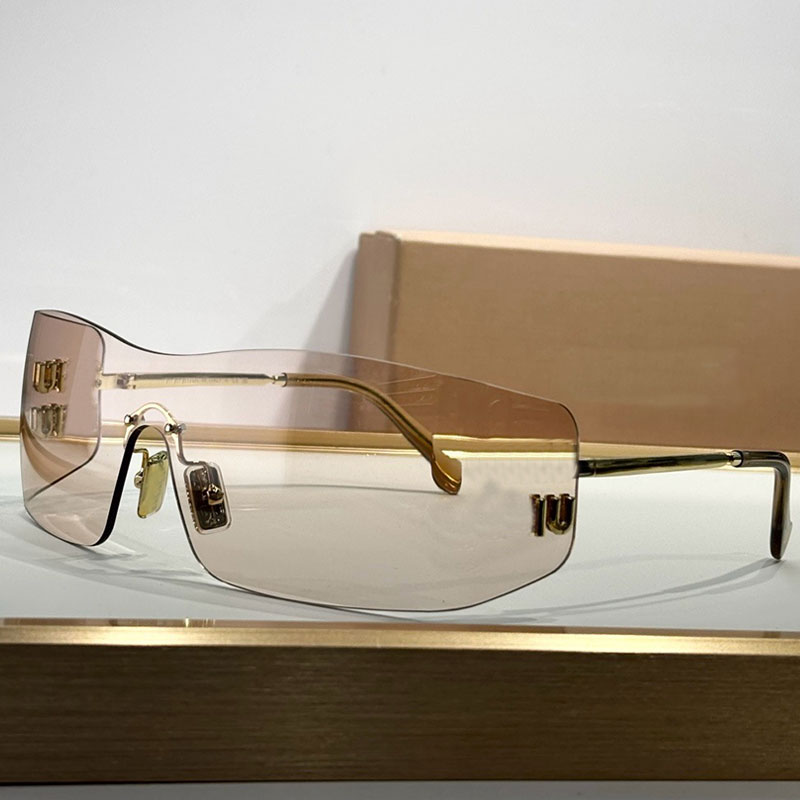 Fashion Women Curved Frameless Sunglasses MUB53S Womens Designer Fit Mask Sunglasses UV400 Protective Popular Brand Party Sunglasses Bring original box