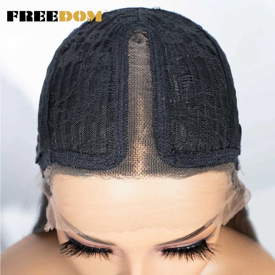 FREEDOM Synthetic Lace Front Wigs For Black Women Straight Wig With Baby Hair 30 inch Blonde Blue Piano Color Cosplay WigsT251111