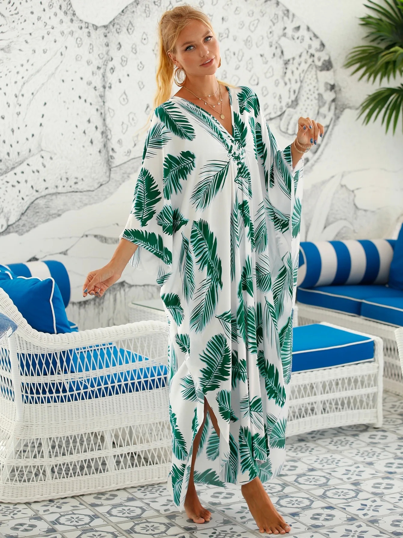 2024 Super Panther Bikini Womens Top Polyester Kimono Kaftan Robe De Plage Pareos Long Skirt BeachwearTunic Biquini 250408