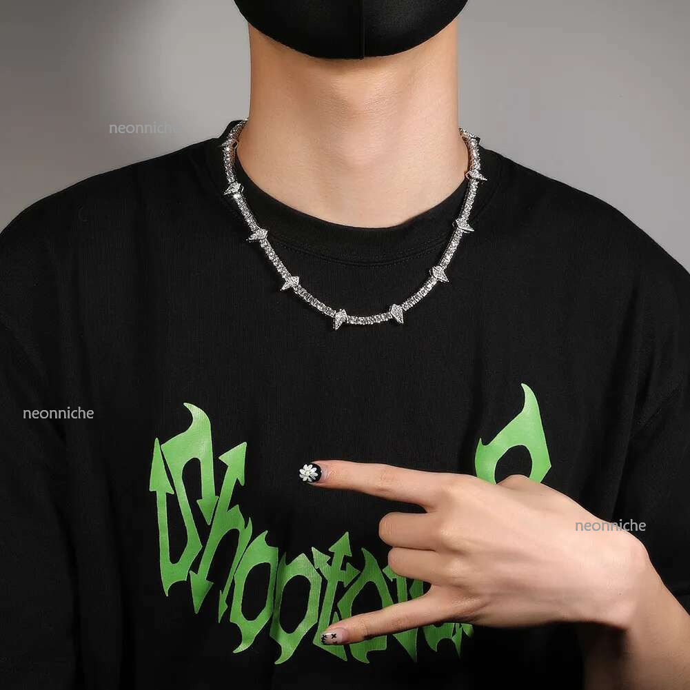 Hip Hop Gold Chains Iced Out Tennis Chain Mens Club Jewelry Glow-in-the-dark Drip Black Panther Necklace