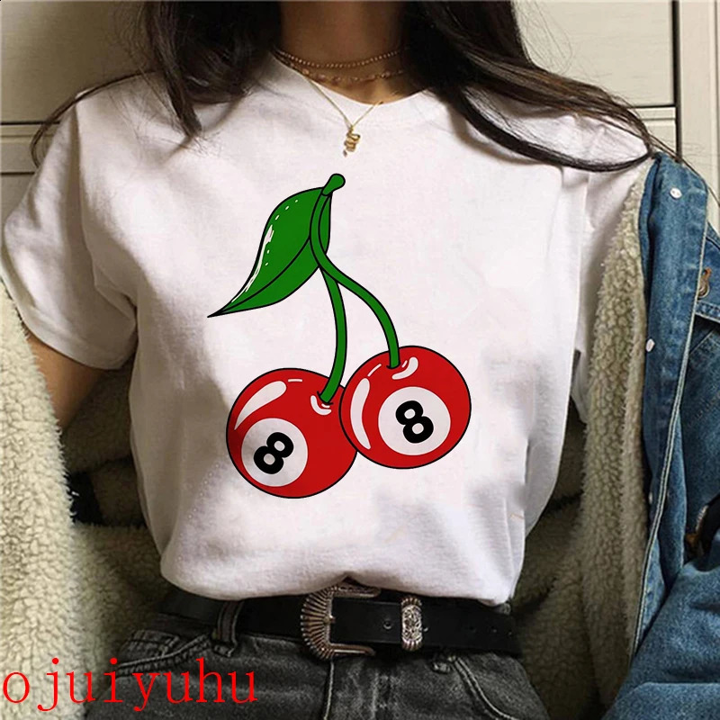y2k sweet Strawberry Cherry Casual T-Shirts Gothic Tee Shirt Harajuku 90s Tshirt Women Summer Tops Streetwear Clothes250411
