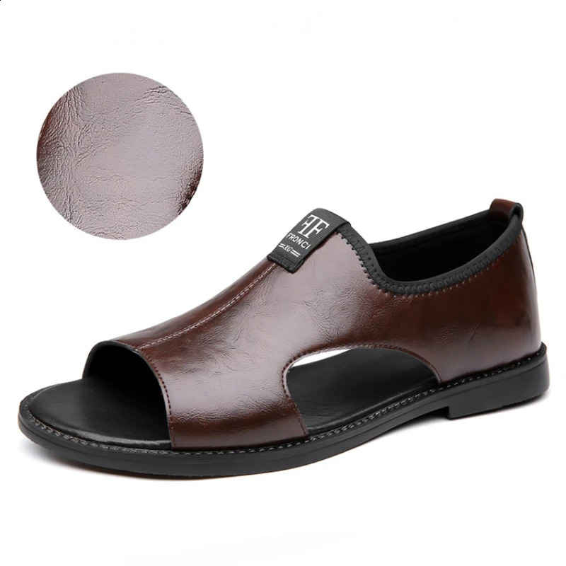 Mens Sandals Casual Shoes Outdoor Fashion Mens Slippers Comfortable Beach Shoes High Quality Leather Mens Flat Shoes 250408
