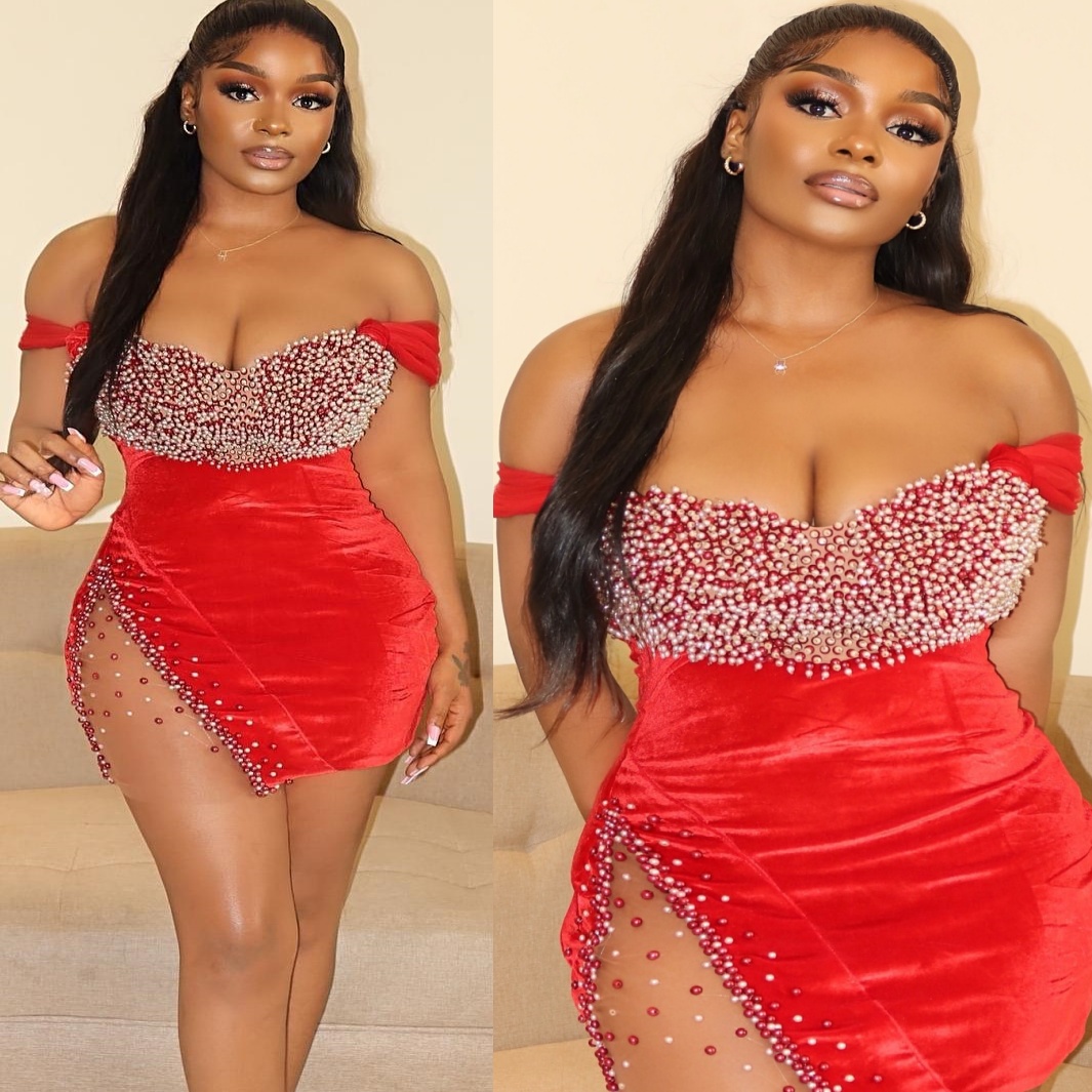 Chic Red Sheath Cocktail Dress Sweetheart Pearls Beaded Satin Short Mini Graduation Homecoming Dresses For Special Occasions Sweetheart Gowns