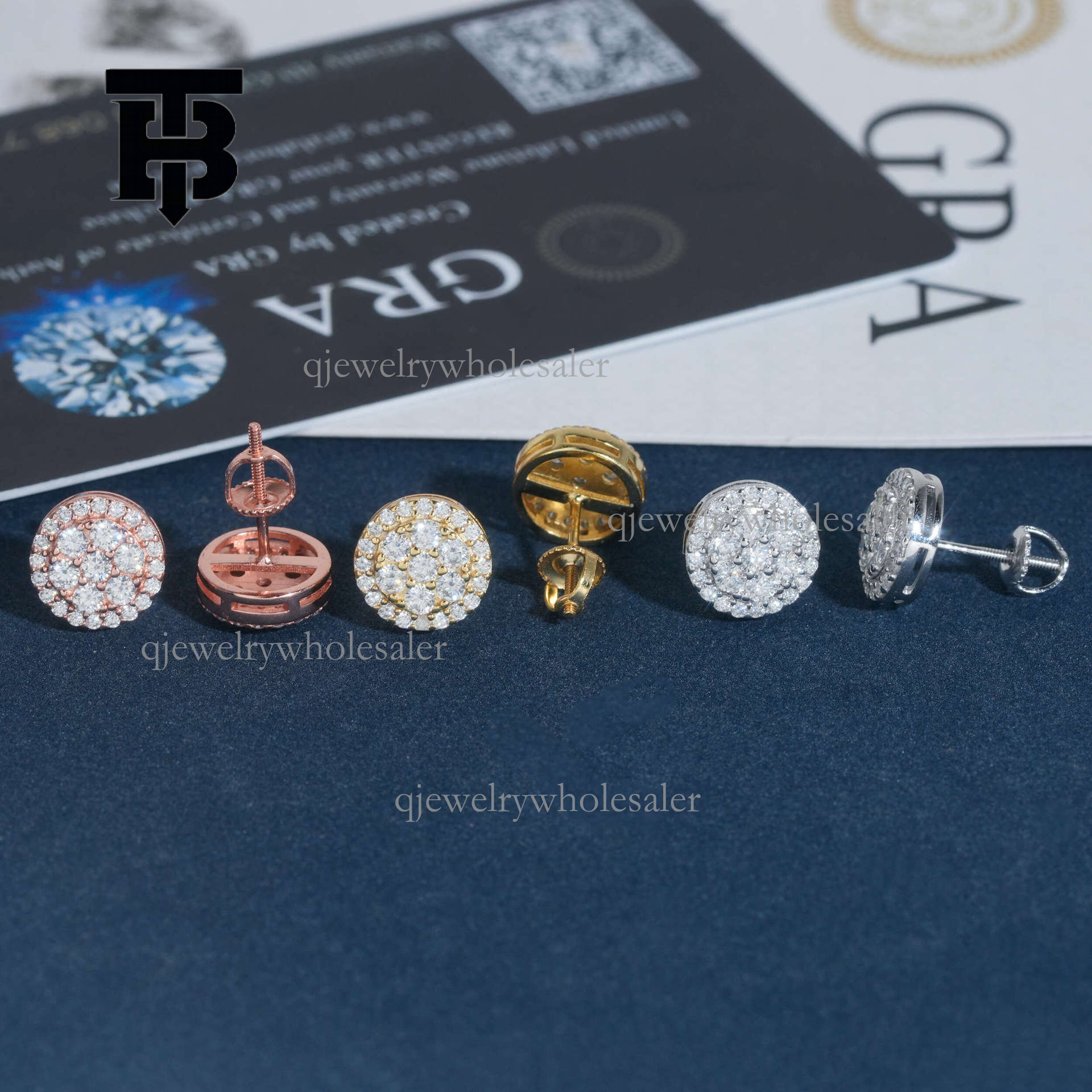 TB BHULAMTE Designer Women's Luxury Jewelry 925 Silver Moissanite Round Neutral Hip Hop Fashion Earrings Holiday Gifts Trendy Accessories