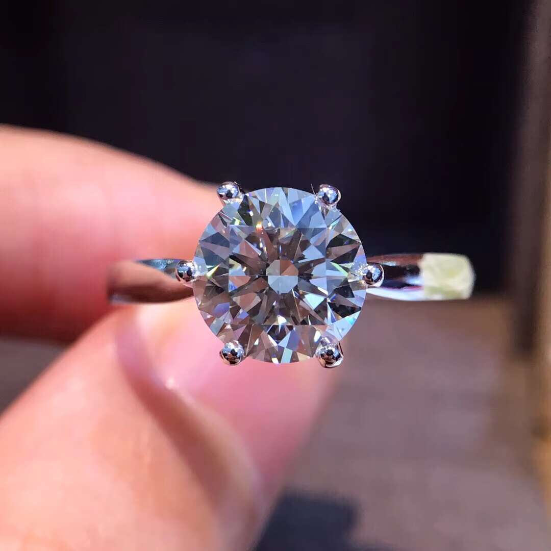 Fine Bling Jewelry 3ct Round Cut VVS Moissanite Ring Large Diamond Sterling Silver 925 Women Ring for Engagement