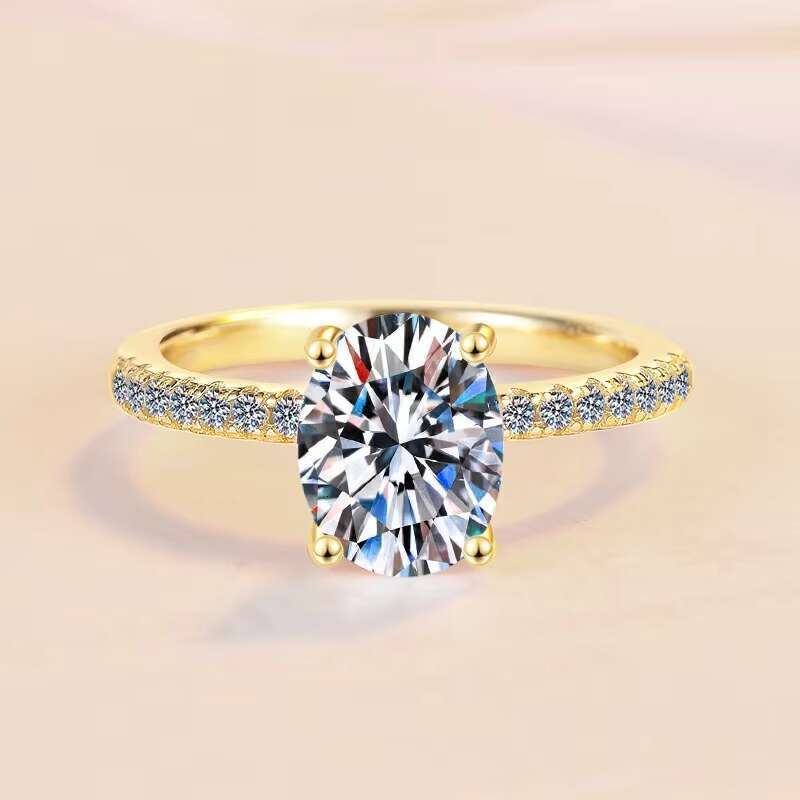 Womens Four-Prong S925 Sterling Silver Moissanite Ring High-End European American Wedding Ring Wholesale Cross-Border