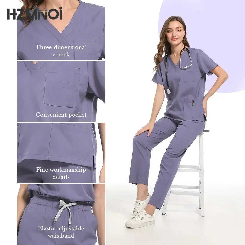 New Anti-Wrinkle Clinical Uniforms Washable Nurse Scrubs Sets Surgical Doctor Medical Uniforms Beauty Sn Spa Workwear X250410