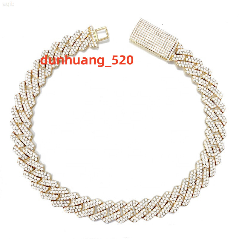 10k Real Solid Gold Yellow Gold Iced Out Lab Diamonds Hip Hop Moissanite Mens Cuban Chain