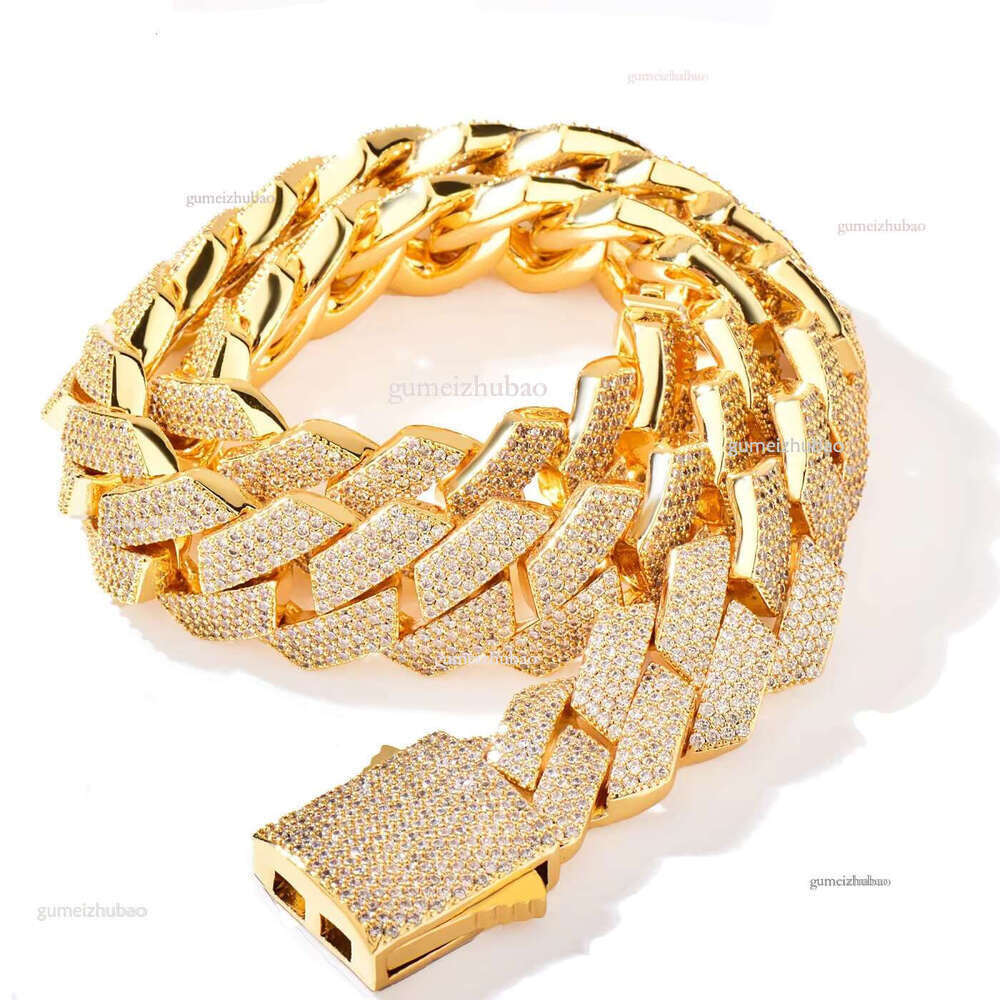 Wholesale 20mm Rhombic k Bracelet Necklace Gold Brass Iced Bg Cubic Zircon Dia Miami Cuban ks Chain Jewelry