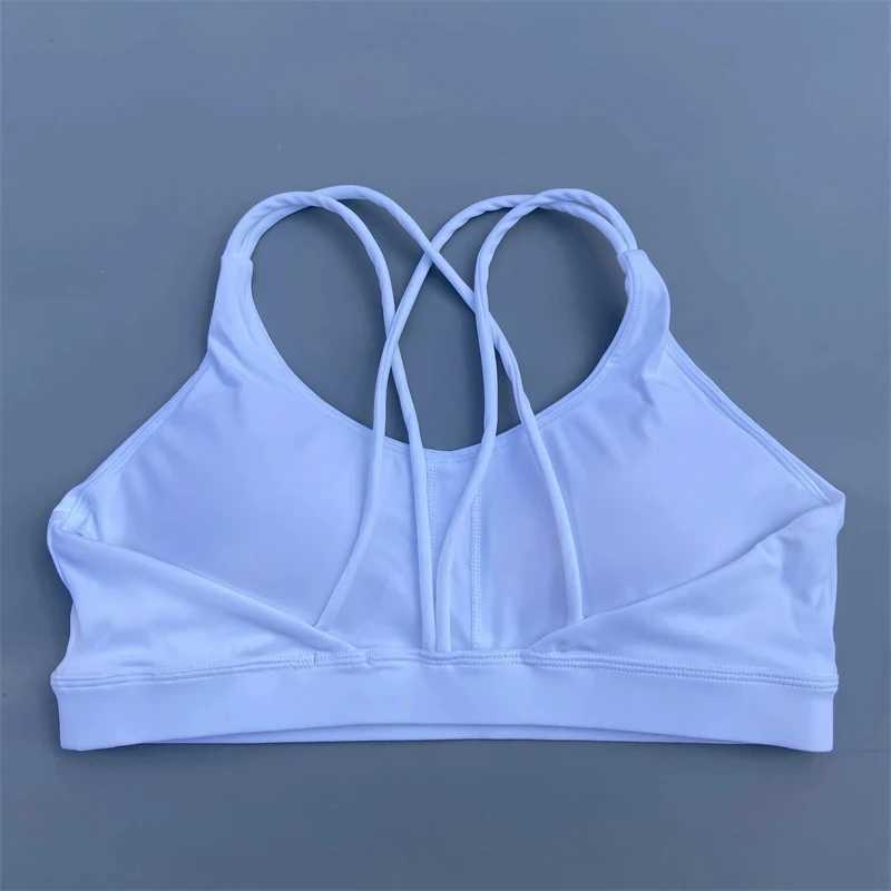Solid color soft high-strength womens fitness bra tight sports top comprehensive training gym yoga bra tight chest padW250411