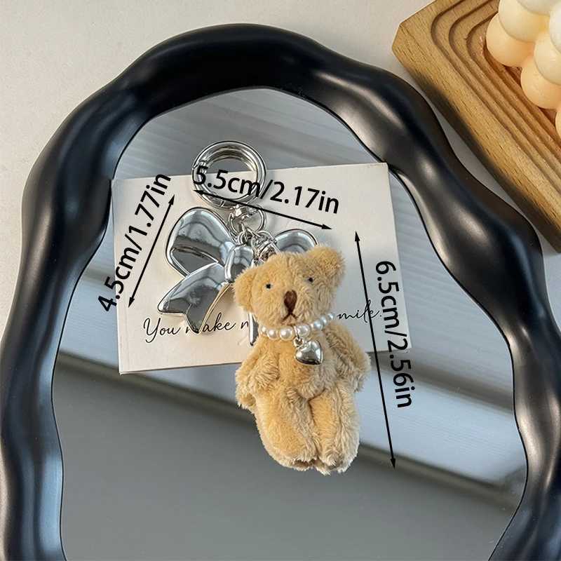 Ins Style Treasure Bear Keychain Plush Rabbit Bow Phone Pendant Phone Case Charm Packaging Decoration Car Key Ring W250411