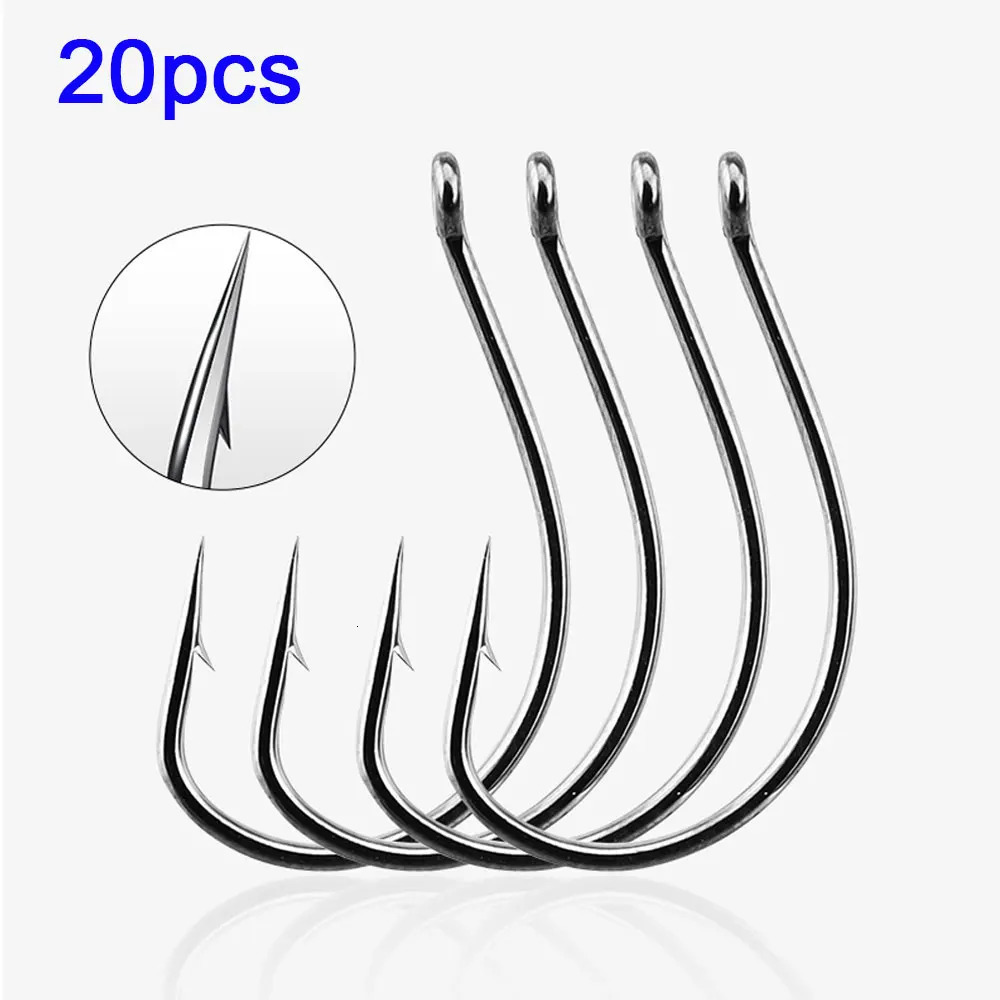 20pcslot Drop S Hooks 330 High Carbon Steel Offset Wacky Fishhooks Crank Barbed Hook For Soft Lures Worm Fishing Tackle 251103