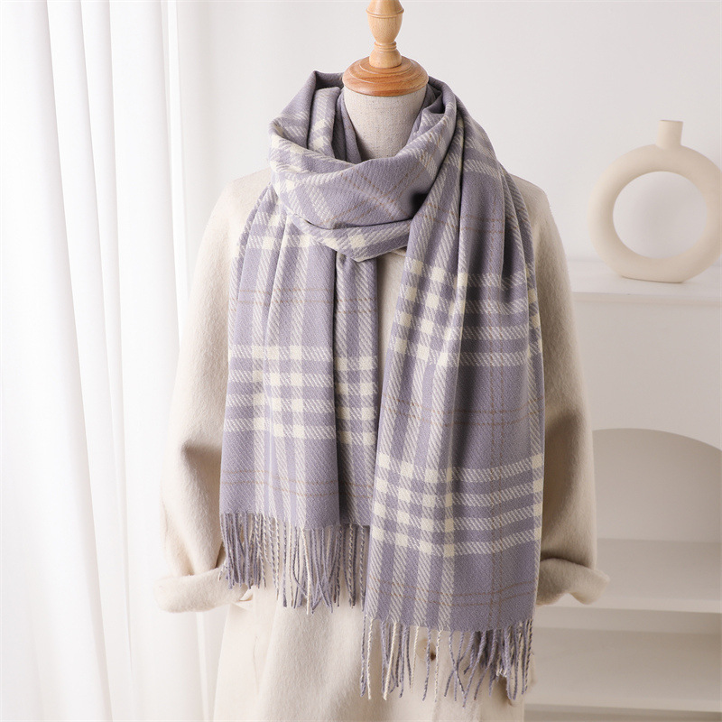 Designer free shipping scarves 2025 High-Quality medium to long thick scarf fashionable and warm imitation cashmere scarf plaid shawl Pastel white