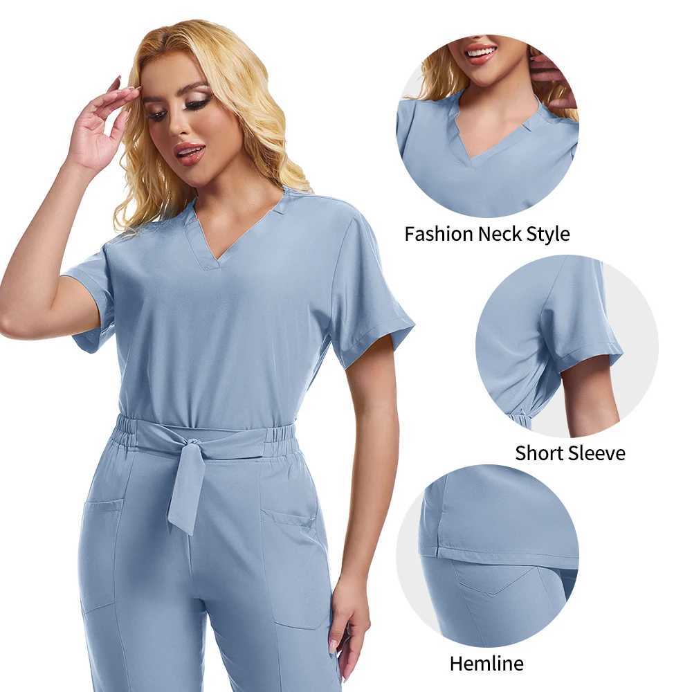 New Doctor Surgery Overalls Medical Uniforms Scrubs Sets Stretch Tops Pants with Pockets Clinical Nurse Uniforms Beauty Workwear X250410