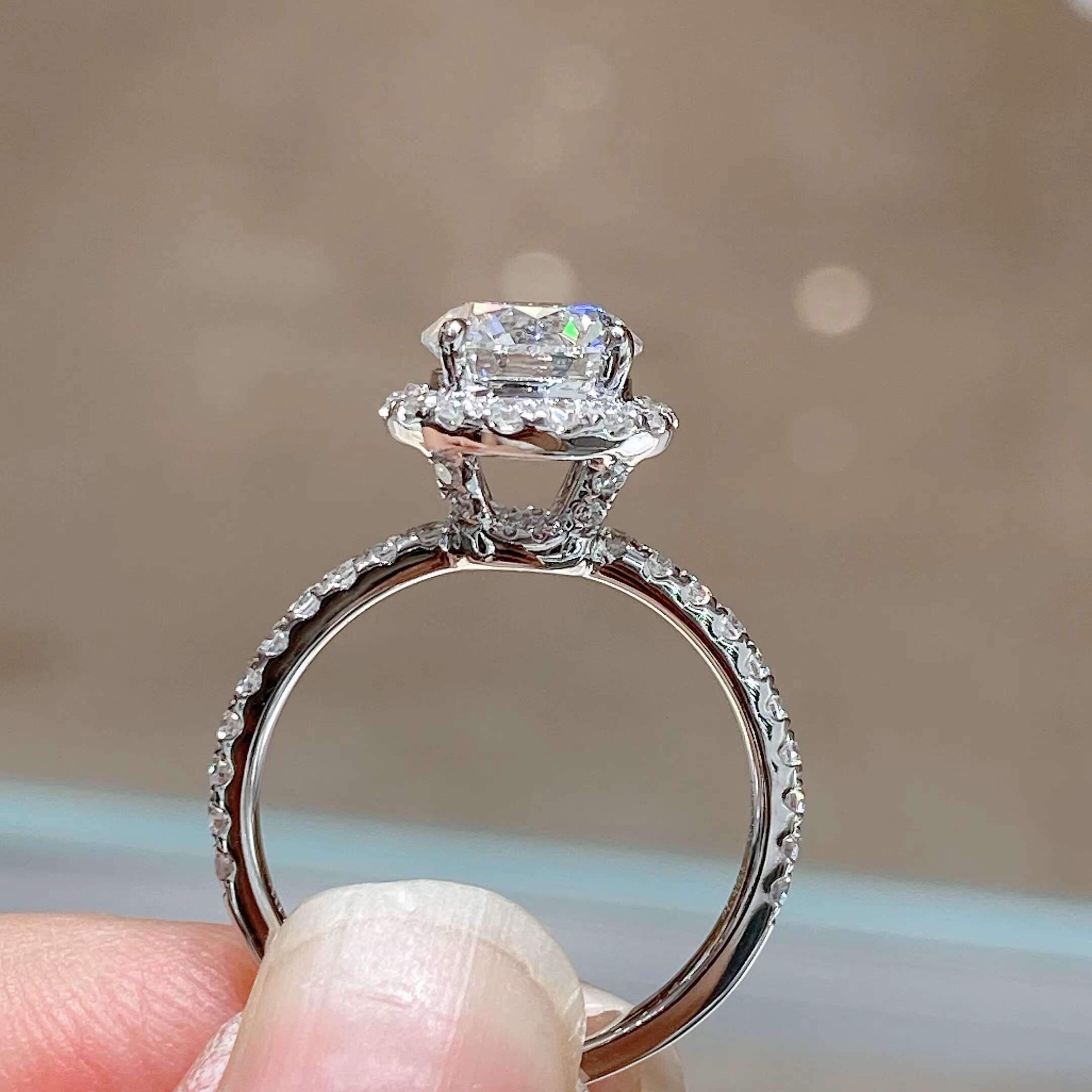 18K Real Gold IGI CERTIFIED Lab Grown Diamond 1Carat 2ct Solitaire Halo Round Cut Custom Jewelry Women Wedding Engagement Rings