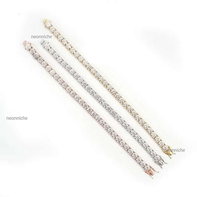 pass dia tester VVS1 D color moissanite chain for women solid sier 3MM wide tennis necklace hip hop designer jewelry woman valentines day gift