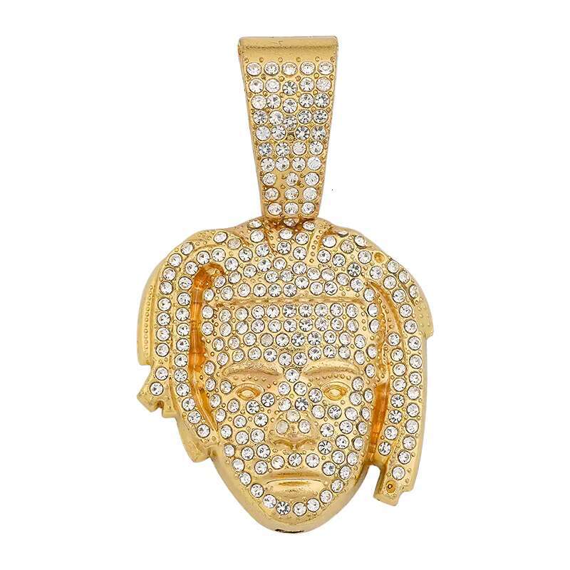 18K Gold Plated Fashion Men Women Hip Hop Necklace Rapper Figure Diamond Iced Out Pendant Necklace