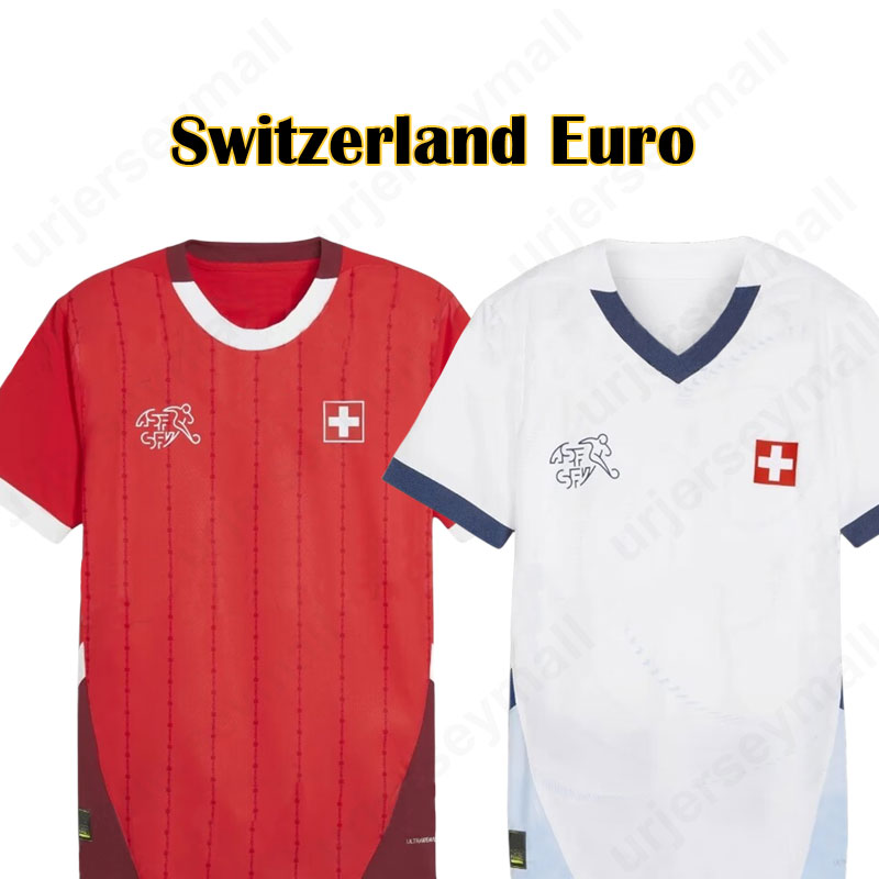 2024 Euro Switzerland Soccer Jerseys ELVEDI AKANJI ZAKARIA 24 25 Football shirts SWISS home away Uniforms SOW RIEDER EMBOLO SHAQIRI MEN KIDS mens top kit