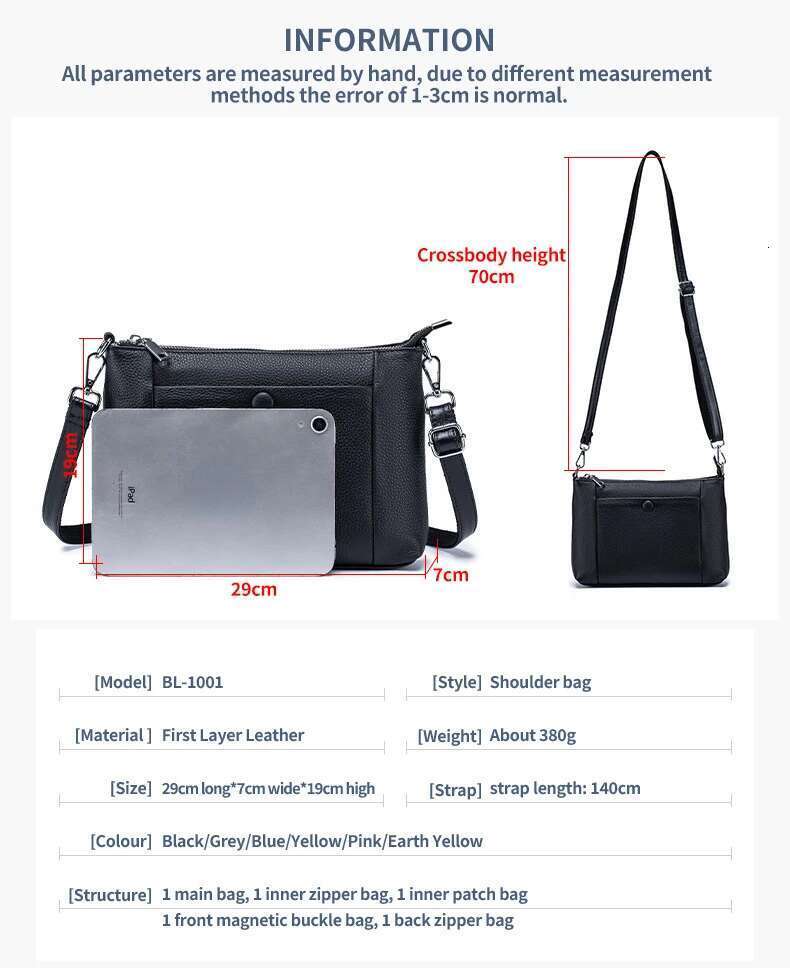 Genuine Leather High-Capacity Women's Shoulder Bag, New Versatile And Fashionable Small Square Handbag, Mom's Crossbody Bag