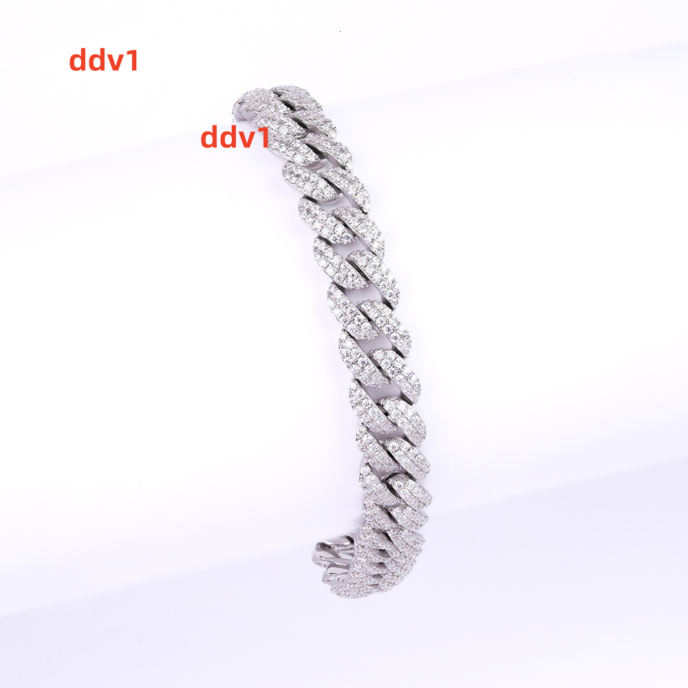 Wholesale 8MM 8inches Full Mossanite Moissanite Chain Link 925 Sterling Silver Cuban Bracelet Fine Jewelry Gold Bangles for Gift