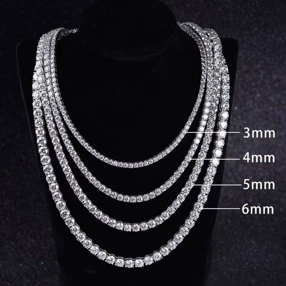 2026 6 Inches to 24 Inches 925 Sterling Silver VVS Moissanite Diamond Tennis Chain for Men Women Fine Jewelry Necklace Bracelet