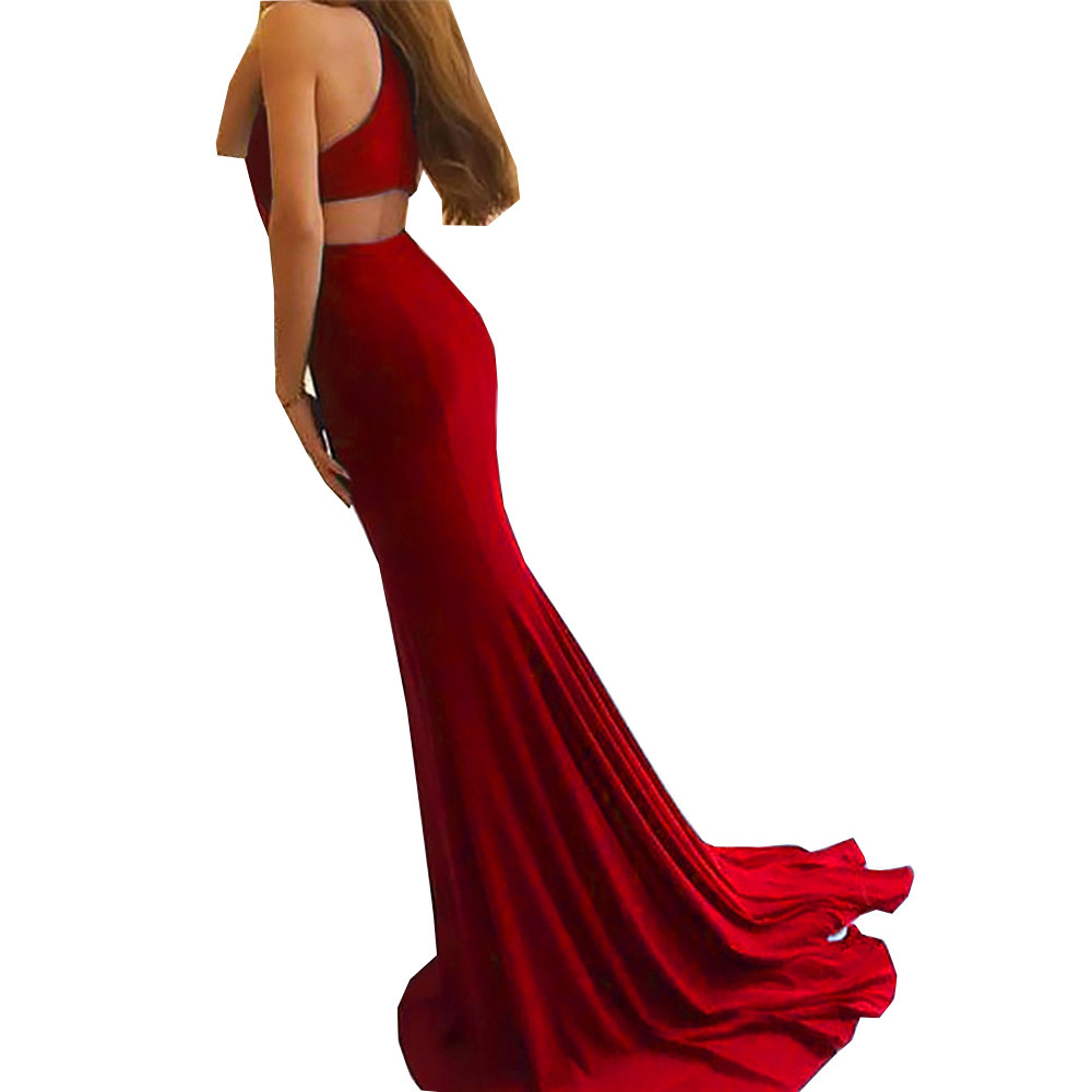 Women's 2025 Spring/Summer Sexy Hanging Neck Slim Fit Wrap Hip Hollow out Long Dress Women