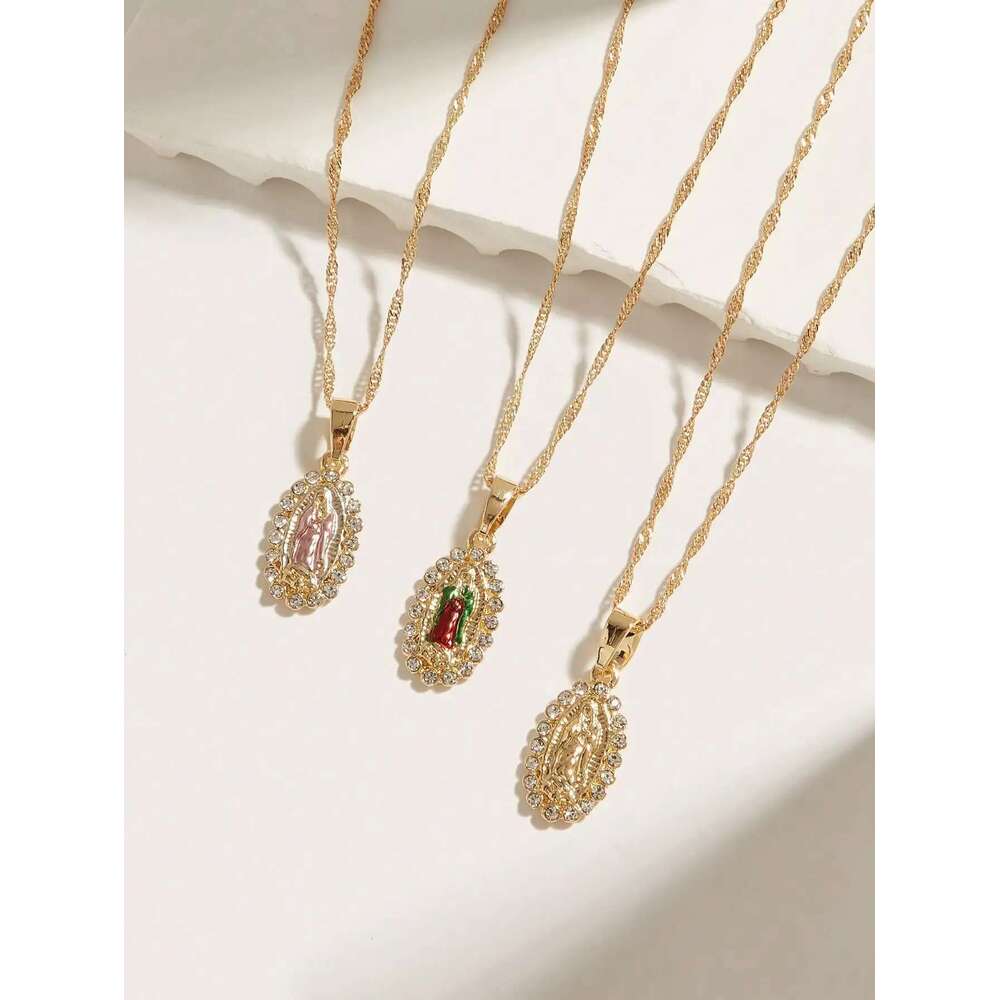 1pc Fashion Simple Ladies Virgin Mary Mother Pendant Necklace