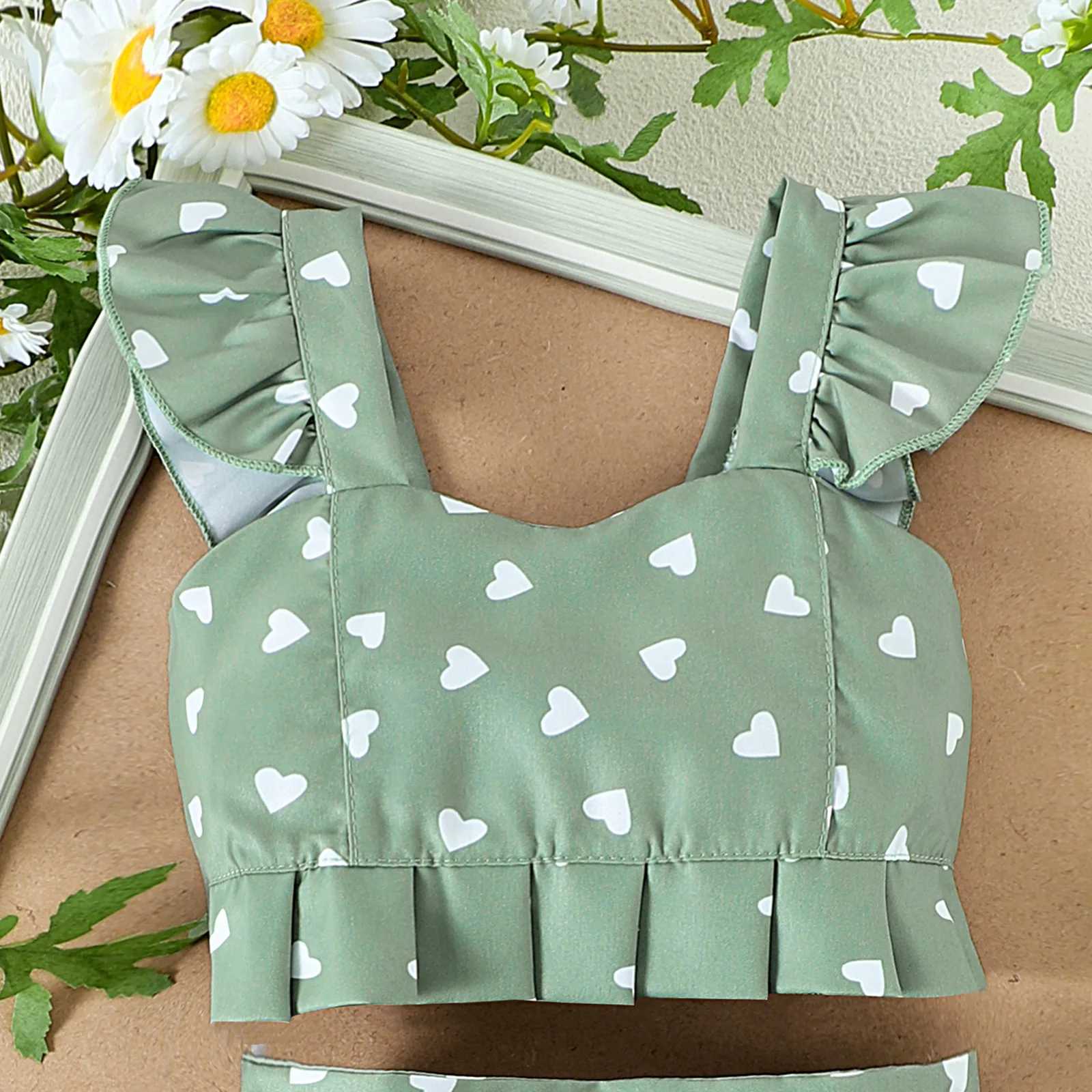 2PCS Summer New Sled Girl 1-4 Years Old Comfortable and Cute Cherry Love Pattern Top+Short Skirt Set for Preschool Girls ClothingXJ250410