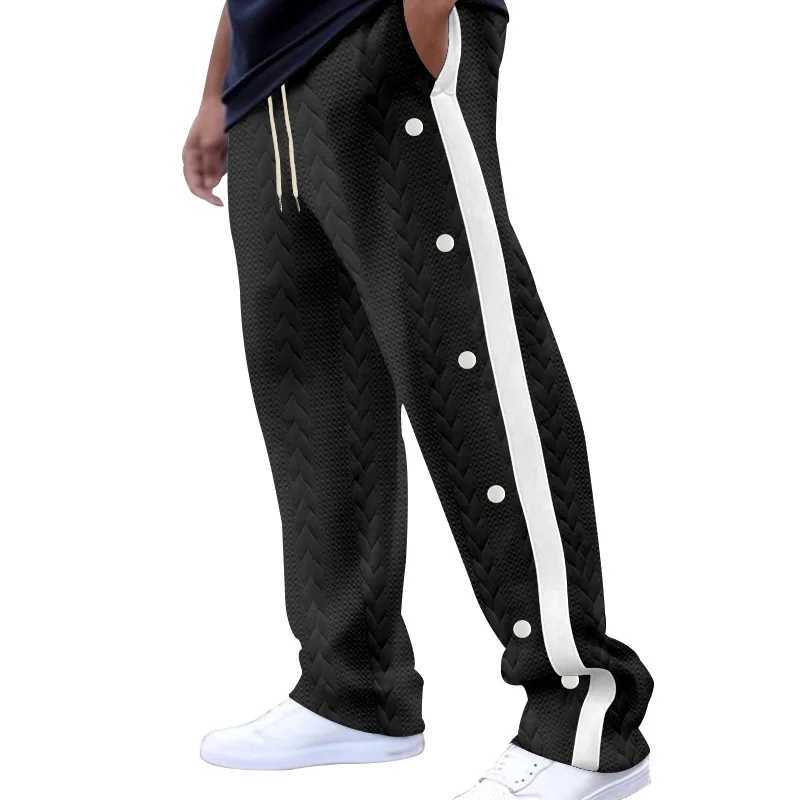 2024 Spring/Summer New Mens Trouser Texture Jacquard Single Chest Side Striped Loose Large Casual Pants Sports PantsXJ250410