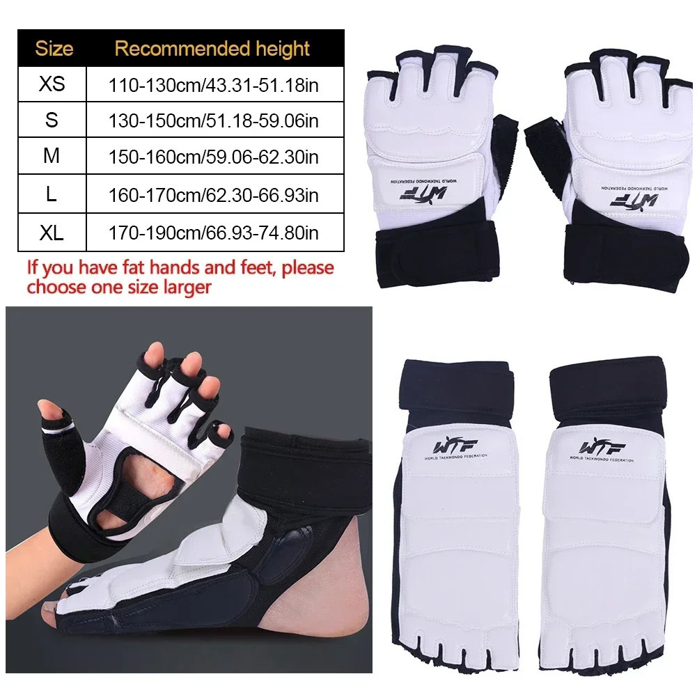 1Set Taekwondo Leather Foot Gloves Sparring Karate Ankle Protector Boxing Martial Arts Sock Training Sports Protective Gear 251107