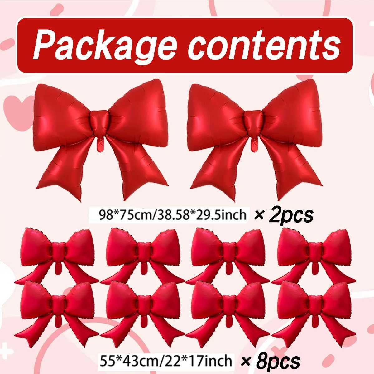 Christmas 10 Pcs Red Aluminum Foil Bow Balloons Suitable for Weddings Gender Revealing Birthdays New Years and Holiday Decorations Y251111