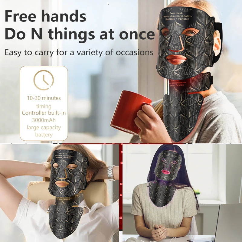 LED Facial Mask with Neck 8 color Near-infrared Red Facial and Neck Pon Oil Control Skin and Rednes 251105